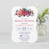 レッドネイビーラスティックボヘミアフローラブライダルシャワー 招待状 (スタンド正面)