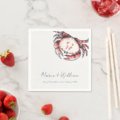 レッドネイビー水中カニサンゴ航海の結婚ズ スタンダードカクテルナプキン (インサイチュ)