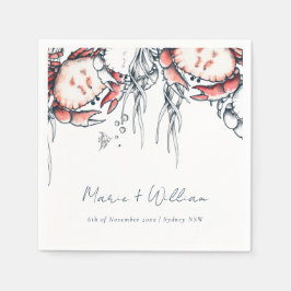 レッドネイビー水中カニサンゴ航海の結婚ズ スタンダードカクテルナプキン