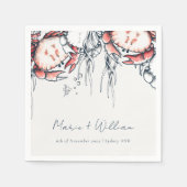 レッドネイビー水中カニサンゴ航海の結婚ズ スタンダードカクテルナプキン (正面)