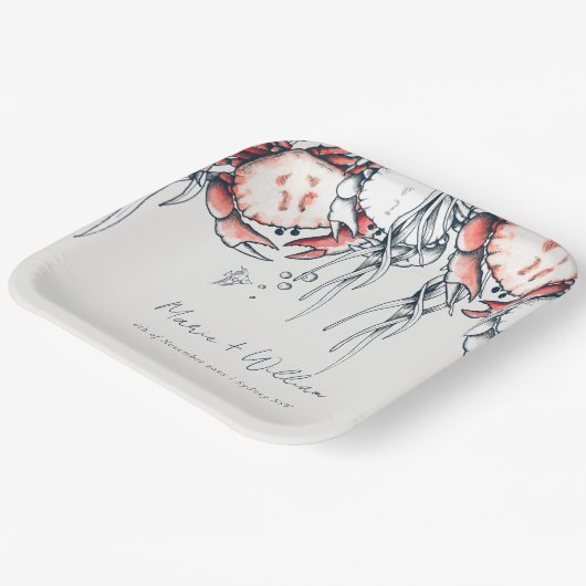 レッドネイビー水中カニサンゴ航海の結婚ズ ペーパープレート (傾斜あり)