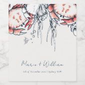 レッドネイビー水中カニサンゴ航海の結婚ズ ワインラベル (シングルラベル)