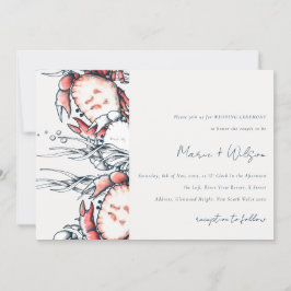 レッドネイビー水中カニサンゴ航海の結婚ズ 招待状