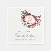 レッドネイビー水中カニ航海のブライダルシャワー スタンダードカクテルナプキン (正面)