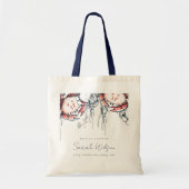 レッドネイビー水中カニ航海のブライダルシャワー トートバッグ (正面)