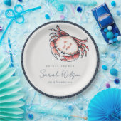 レッドネイビー水中カニ航海のブライダルシャワー ペーパープレート (パーティー)