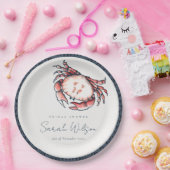 レッドネイビー水中カニ航海のブライダルシャワー ペーパープレート (パーティー)