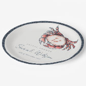 レッドネイビー水中カニ航海のブライダルシャワー ペーパープレート (アングル)