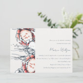 レッドネイビー水中カニ航海のブライダルシャワー 招待状 (スタンド正面)