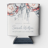 レッドネイビー水中カニ航海のブライダルシャワー 缶クーラー (正面)