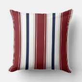 レッドネイビー深いグレーホワイト垂直ストライプ | クッション (正面)