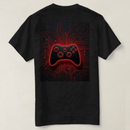 レッドネオンゲームコントローラー サイバー回路基板Tシャツ Tシャツ