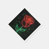 レッドネオンライト白熱［赤熱］光を放つバラアイビースウィート16 16th スタンダードカクテルナプキン (角)