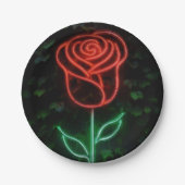 レッドネオンライト白熱［赤熱］光を放つバラアイビースウィート16 16th ペーパープレート (正面)