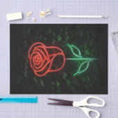 レッドネオンライト白熱［赤熱］光を放つバラアイビーバースデーパーティー 薄葉紙 (クラフト)