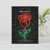 レッドネオンライト白熱［赤熱］光を放つバラアイビー結婚ズ 招待状 (スタンド正面)