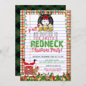 レッドネックおもしろいクリスマスホリデーパーティー 招待状 (正面/裏面)