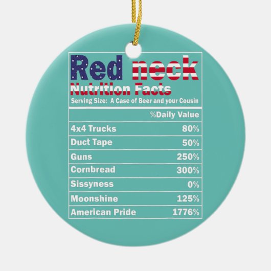 レッドネックおもしろい栄養事実7月4日 セラミックオーナメント (正面)