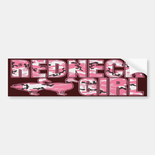 レッドネックの女の子のピンクのカムフラージュはバンパーステッカーを引込めます バンパーステッカー (正面)