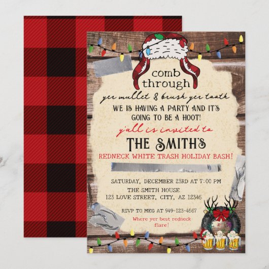 レッドネックホワイトゴミのホリデーバッシュ 招待状 (正面/裏面)