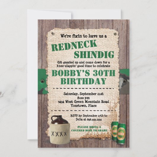 レッドネック素朴ヒルビリーパーティー 招待状 (正面)