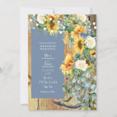 レッドネック結婚のカウボーイブーツストリングペリウィンクル 招待状 (正面)