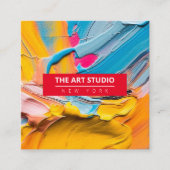 レッドネームモダンアートアーティストアートスタジオ スクエア名刺 (正面)