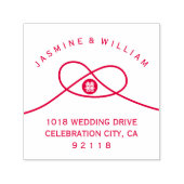 レッドノットサークルダブル中国のハピネス結婚ズ セルフインキングスタンプ (デザイン)