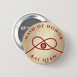 レッドノットダブルハピネスチームブライドシッ結婚チ 缶バッジ