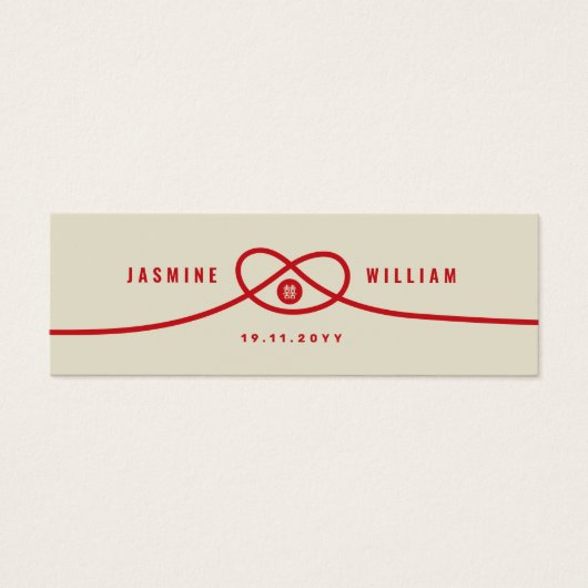レッドノットユニオンダブルハピネス結婚式の引き出物ラベル (正面)