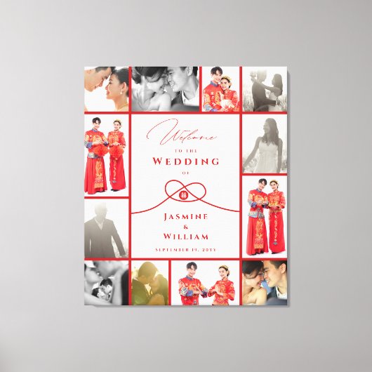 レッドノットユニオンダブル幸中国のせ結婚ズ キャンバスプリント (正面)