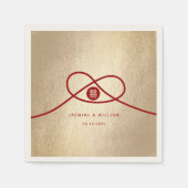 レッドノットユニオンダブル幸中国のせ結婚ズ スタンダードカクテルナプキン (正面)