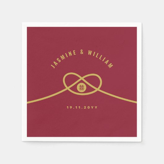 レッドノットユニオンダブル幸中国のせ結婚ズ スタンダードカクテルナプキン (正面)