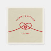 レッドノットユニオンダブル幸中国のせ結婚ズ スタンダードカクテルナプキン (正面)