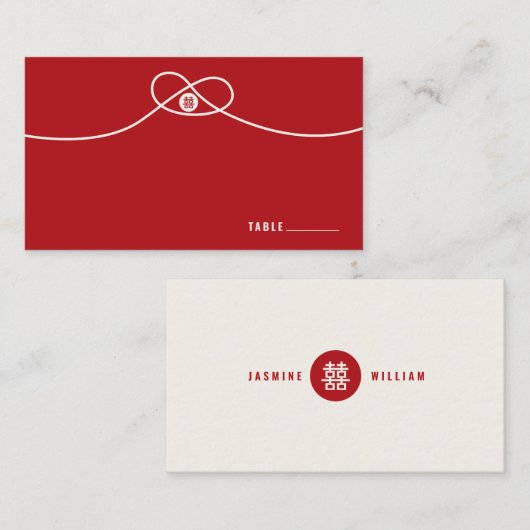 レッドノットユニオンダブル幸中国のせ結婚ズ プレイスカード (正面/裏面)