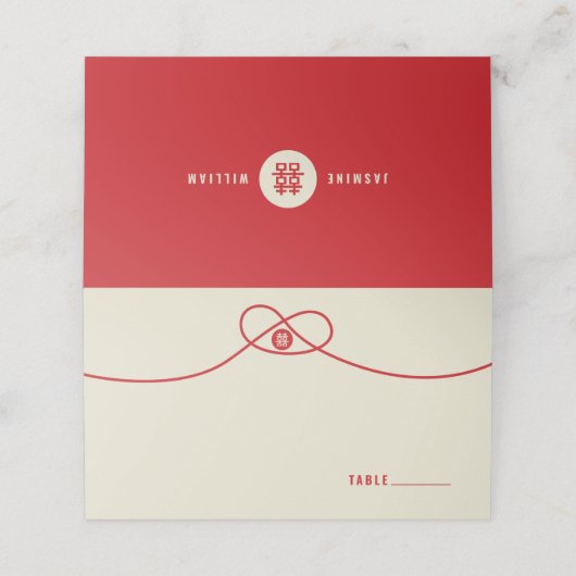 レッドノットユニオンダブル幸中国のせ結婚ズ プレイスカード (外部開封)