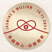 レッドノットユニオンダブル幸中国のせ結婚ズ ラウンドペーパーコースター (正面)