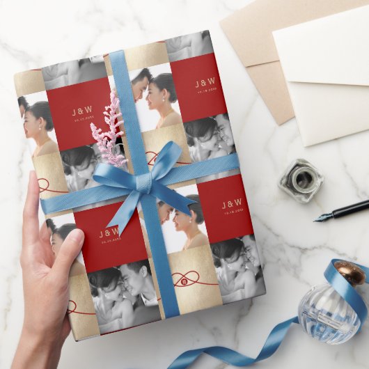 レッドノットユニオンダブル幸中国のせ結婚ズ ラッピングペーパー (ギフト)