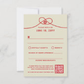 レッドノットユニオンダブル幸中国のせ結婚ズ 出欠カード (正面)