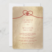 レッドノットユニオンダブル幸中国のせ結婚ズ 招待状 (正面)