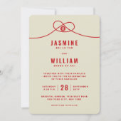 レッドノットユニオンダブル幸中国のせ結婚ズ 招待状 (正面)