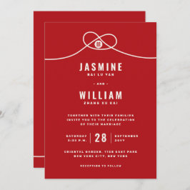 レッドノットユニオンダブル幸中国のせ結婚ズ 招待状