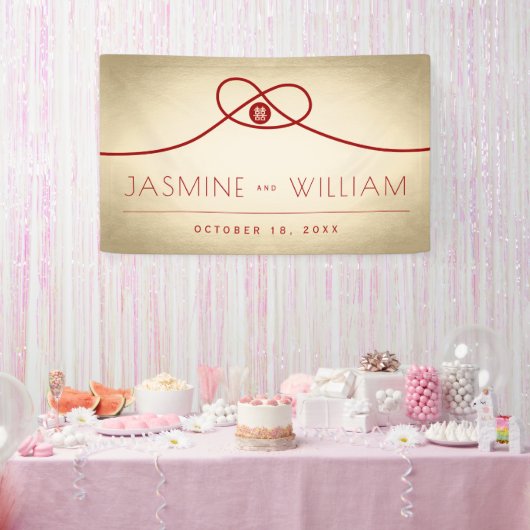 レッドノットユニオンダブル幸中国のせ結婚ズ 横断幕 (パーティー)