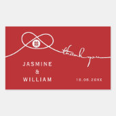 レッドノットユニオンダブル幸中国のせ結婚ズ 長方形シール (正面)