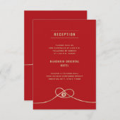 レッドノットユニオンダブル西中国のウェディングレセプション 招待状 (正面/裏面)