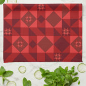 レッドノルディックスタークリスマスブライト キッチンタオル (折り畳み)