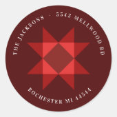 レッドノルディックスタークリスマス差出人住所 ラウンドシール (正面)