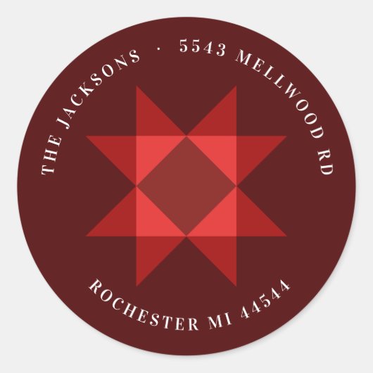 レッドノルディックスタークリスマス差出人住所 ラウンドシール (正面)