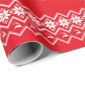 レッドノルディックスノーフレークとトナカイ |醜いセーター ラッピングペーパー (ロールコーナー)