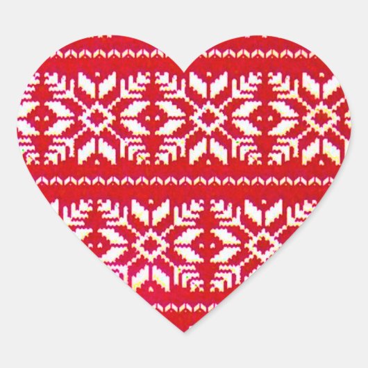 レッドノルディックスノーフレーク醜いクリスマスセーターパーティー ハートシール (正面)